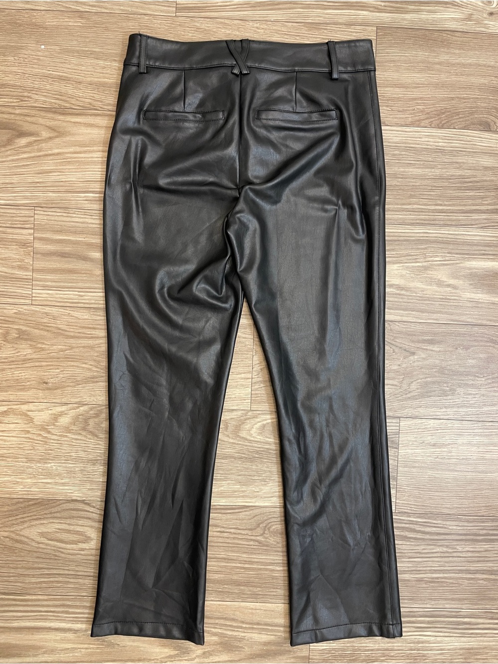 Maeve by Anthropologie Black Faux Leather High Waisted Kick Crop Pants - Picture 14 of 15